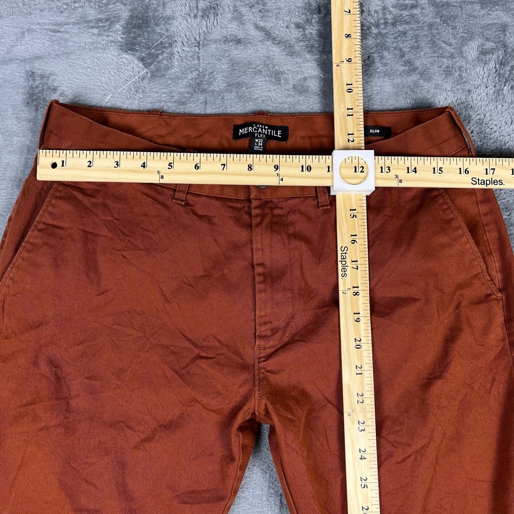 J Crew Mercantile Flex Pants Men 32x34 Terracotta Skinny Leg Slim Fit Flat Front - Picture 4 of 6